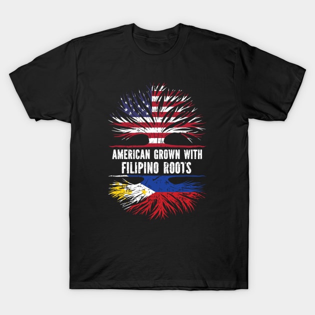 American Grown with Philippine Roots USA Flag T-Shirt by silvercoin